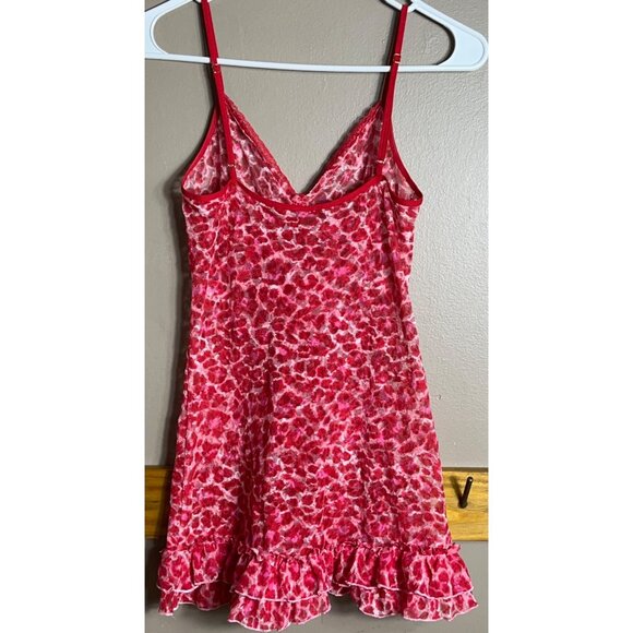 Victoria's Secret Red Mesh Teddy Baby Doll Cheetah Lingerie Intimates Womens S - Picture 3 of 7